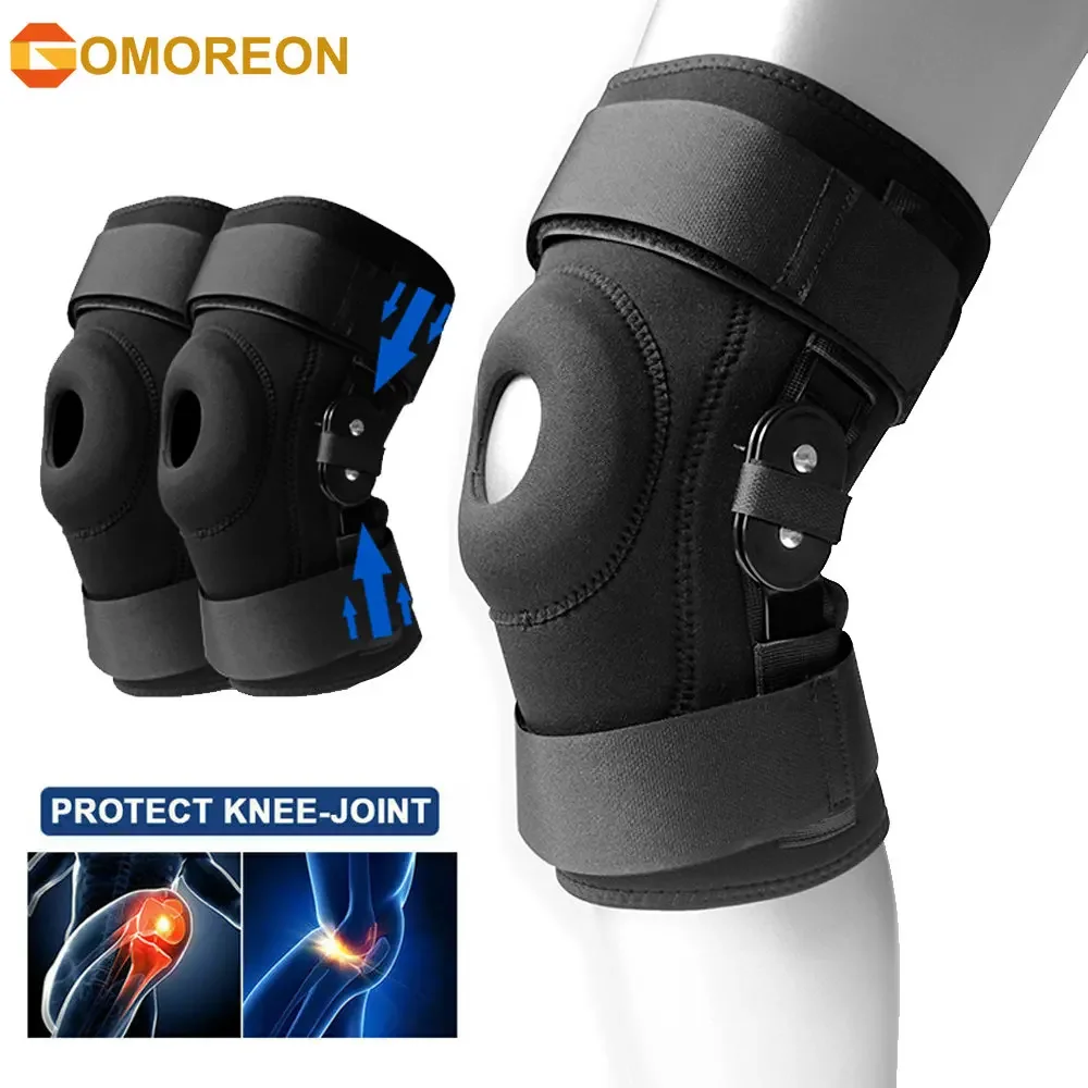 1/2Pcs Hinged Knee Brace, GEL Patella Support with Removable Dual Side Stabilizers, Knee Support for Meniscus Tear, Relieves ACL