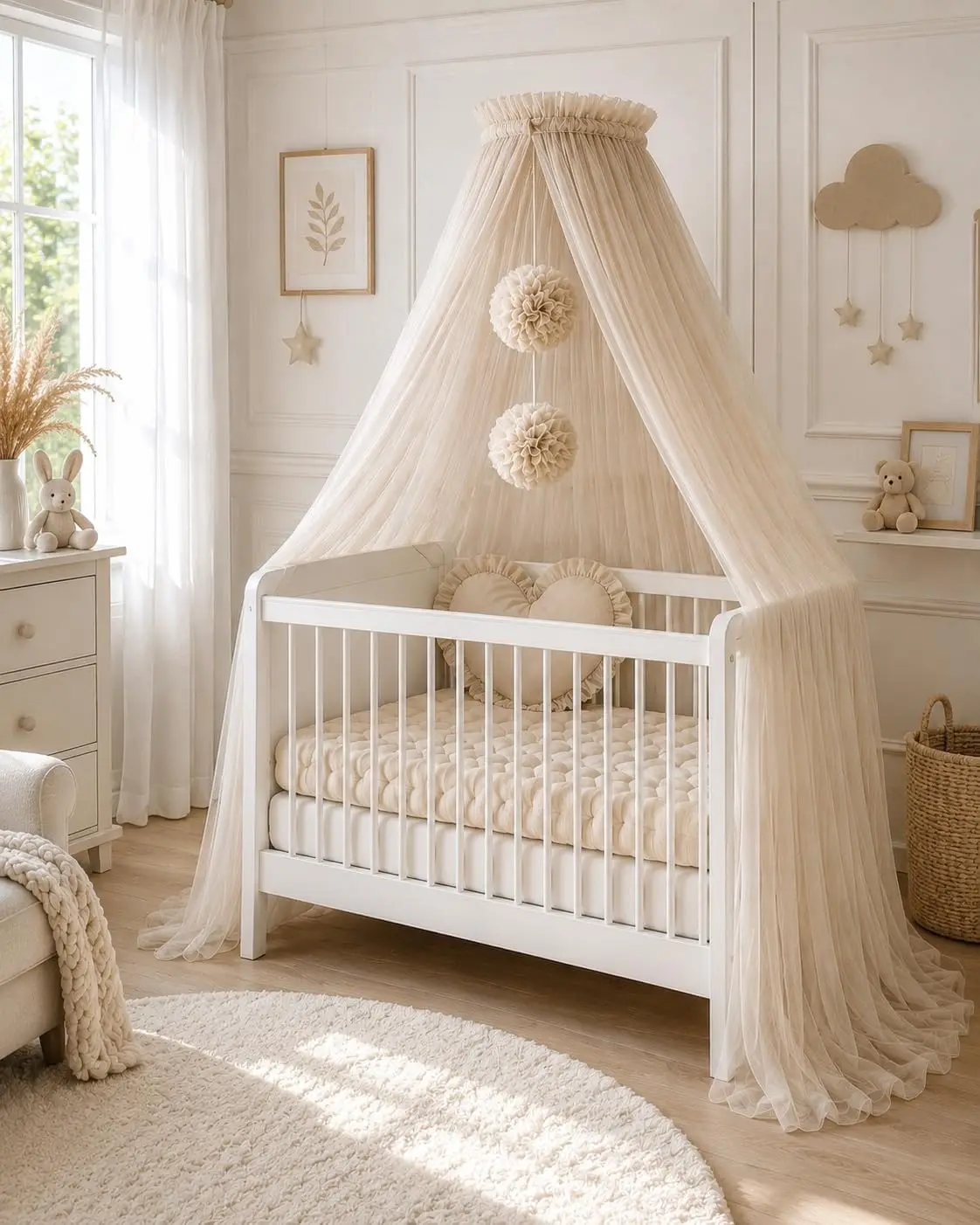 

- Canopy for Baby Crib, Princess Crib, Mosquito Net, Canopy for Auxiliary Bed, Baby Room and Nursery Decor, Premium Tulle Canopy