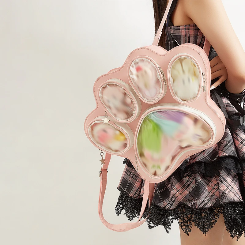 Japanese Cute Cat Paw Ita Bag Y2K Ulzzang Multi-Layer Large Capacity Crossbody Backpack, Fashionable Itabag for Girls Pain Bag