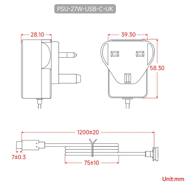 For Raspberry Pi Generation 5 27W USB Type-C PD Power Supply USB-C Interface Multi-Function Power Supply With