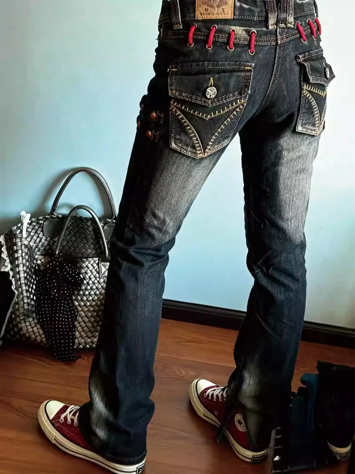 بنطلون جينز نسائي منخفض الارتفاع Harajuku من قماش الدنيم الياباني Y2k جينز ضيق بوتشوت جينز عالي الشارع الأمريكي ريترو الجرونج سايبر بانك #4