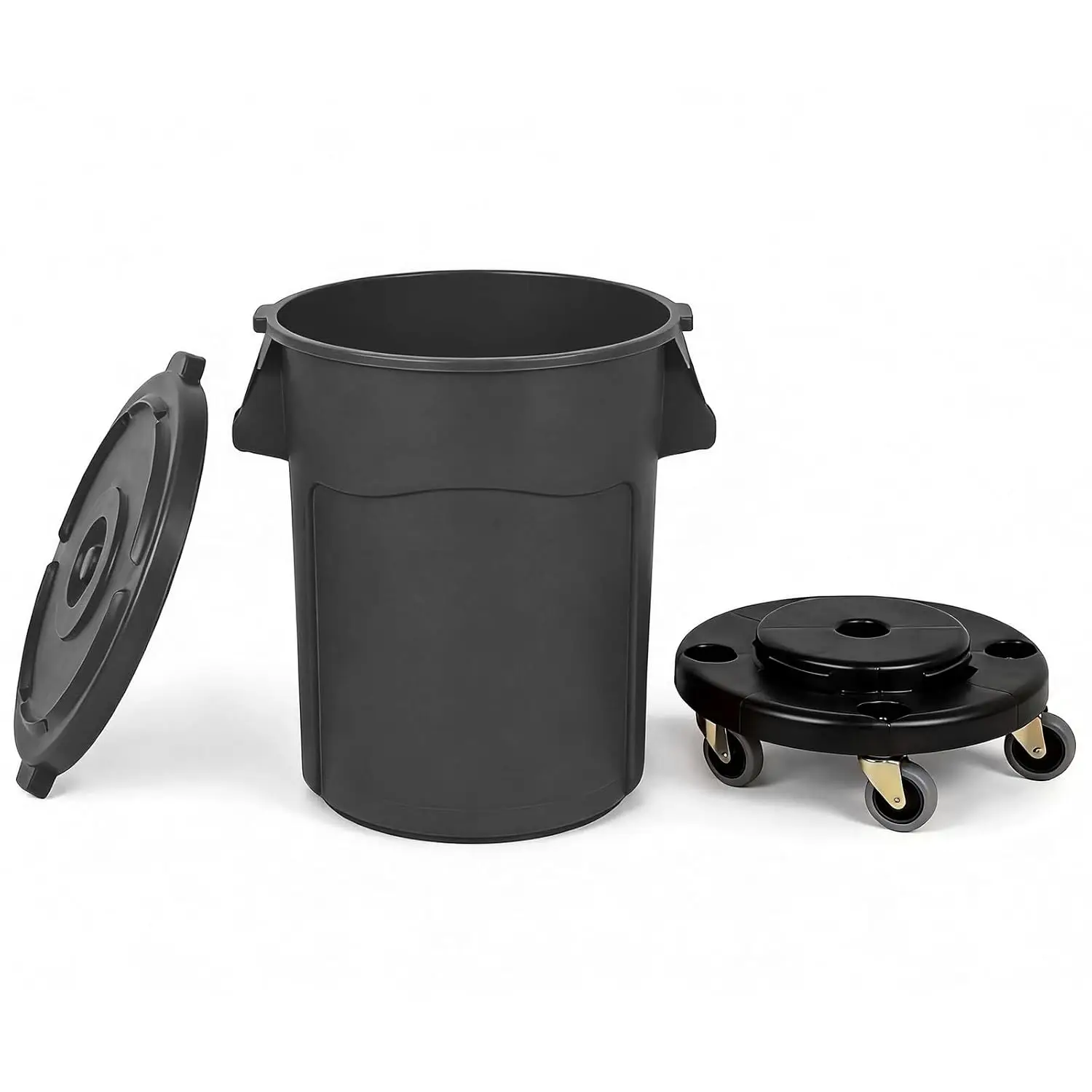 20 Gallon Outdoor Trash Can with Lid and Wheels, Gray, 1 Pack | Garbage Can with a Removable Base – Lightweight, Easy-to-Move, D