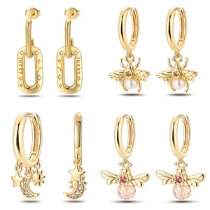 925年のシルバーカラーゴールドパールビー不規則性スタームーンイヤリング女性2024トレンドファッションジュエリーバースデープレゼント 12ベストセールスパープルパール-5