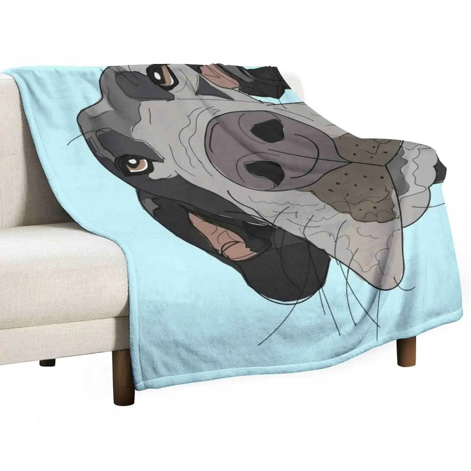 

Great Dane In Your Face (teal) Throw Blanket Single for sofa Nap Blankets