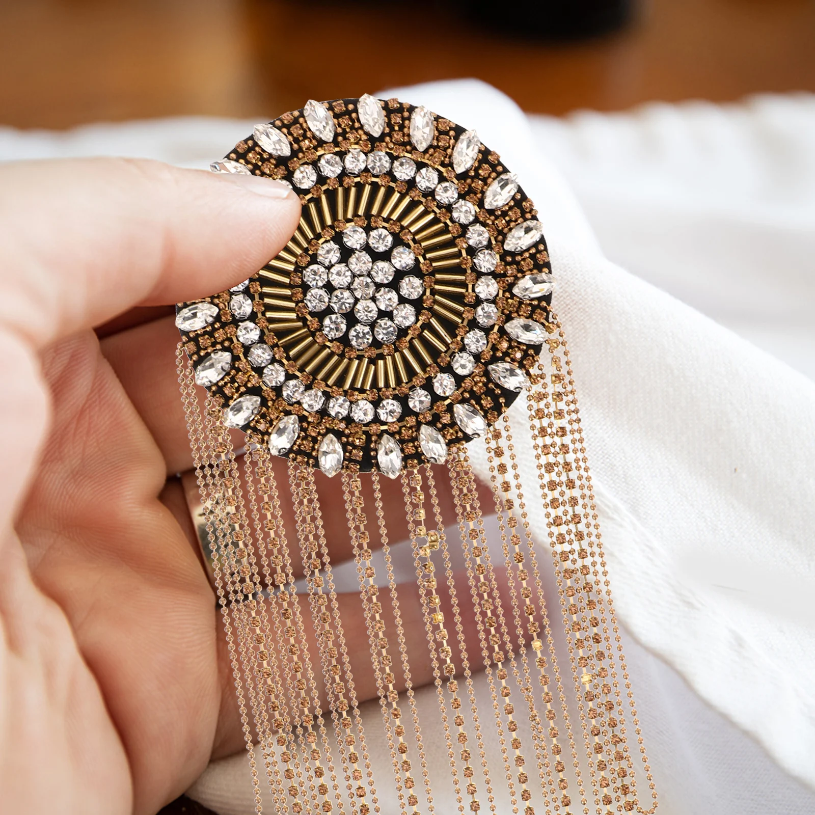 

Tassel Epaulets Rhinestone Chain Fringe Decor For Clothing Bags Diy Shoulder Jewelry Craft Supplies Handmade