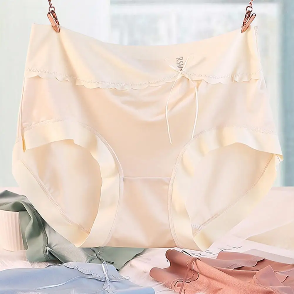 

Эластичные бесшовные трусики, женское Бесшовное нижнее белье с высокой талией, Бесшовные женские трусики из ледяного шелка для повседневной носки