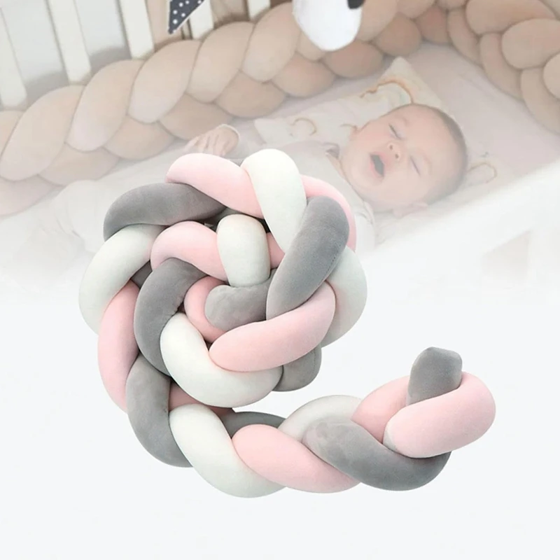 Baby Twisted Bed Surround Plush Children Room Decorative Anti-Collision Strip Softs CottonRope Bed Hand-Woven Mat 400cm