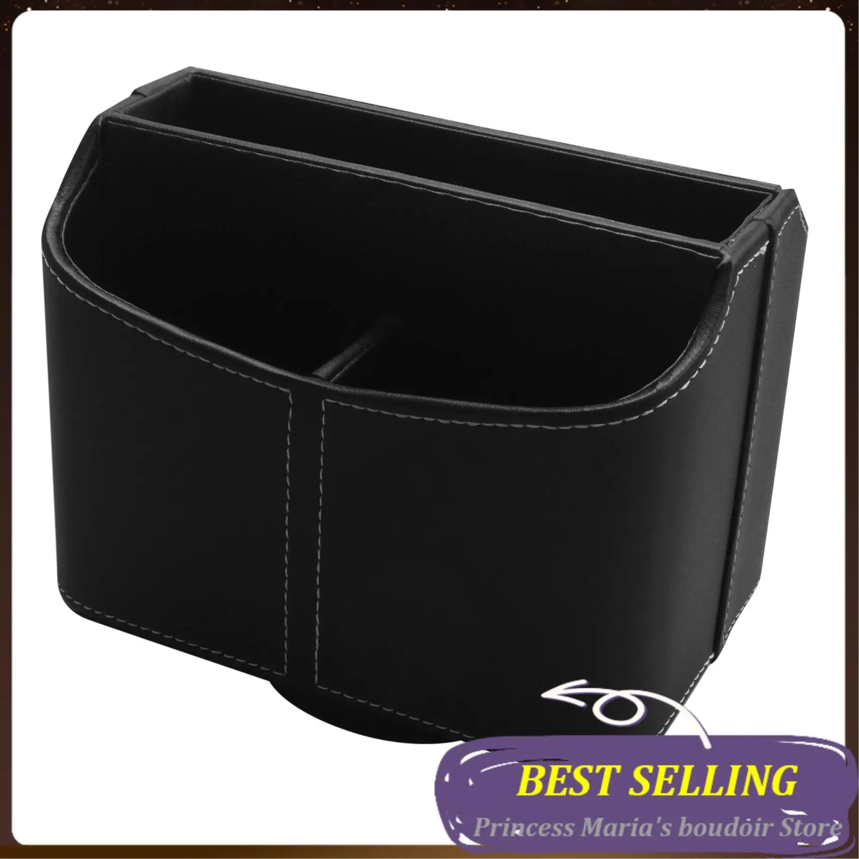 

AB30-Leather Remote Control Holder,360 Degree Spinning Desk TV Remote Caddy,Bedside Table Organizer For Controller,Media,Mail