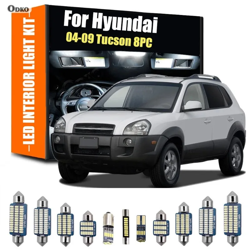 

For Hyundai 04-09 Tucson 8Pcs Indoor Lamp LED Bulb Interior Light Kit Automobiles, Parts & Accessories Signal Lamp
