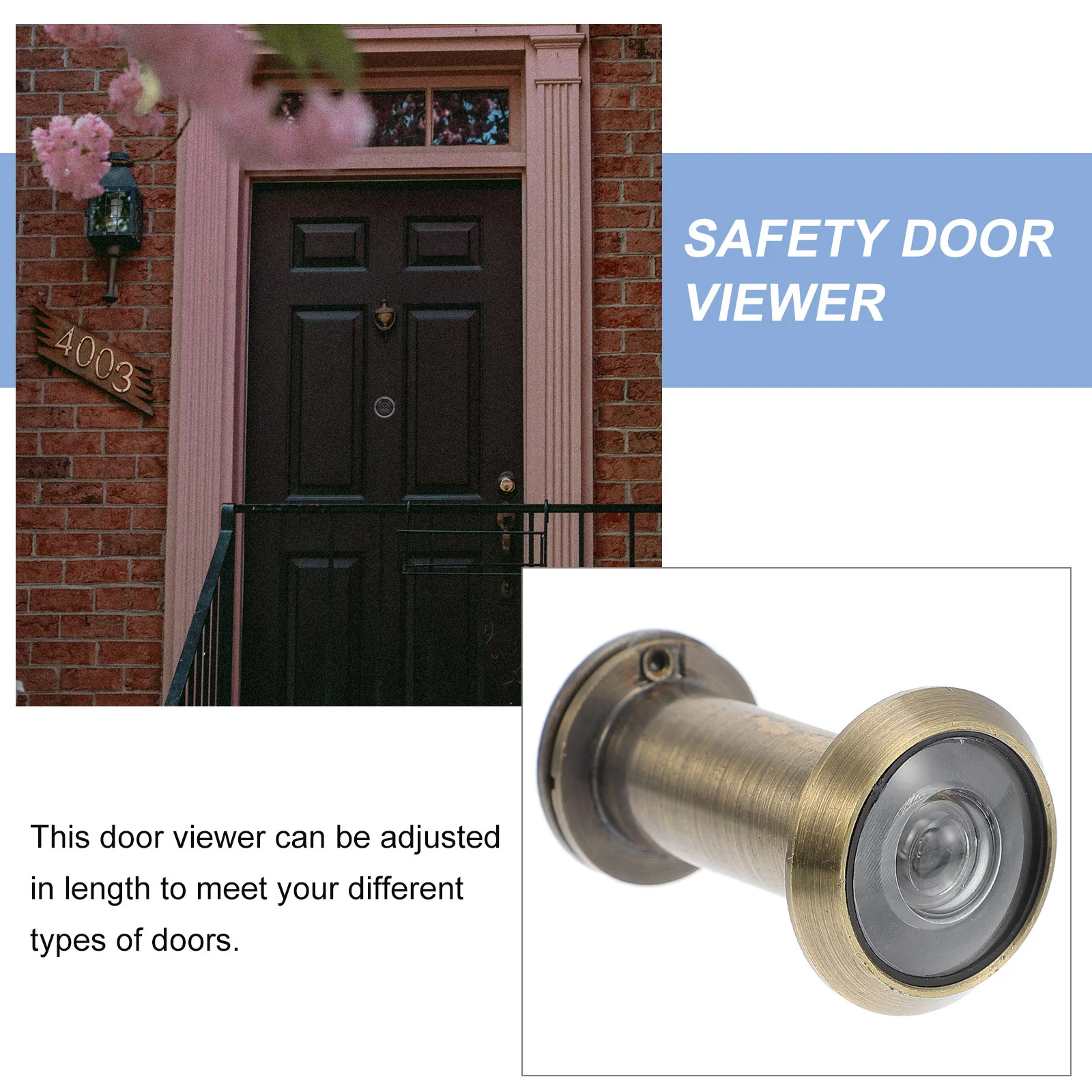 

Zinc Alloy Glass Lens Door Viewer Adjustable Door Peephole Privacy Cover Security Safety Viewer for Home Office Hotel