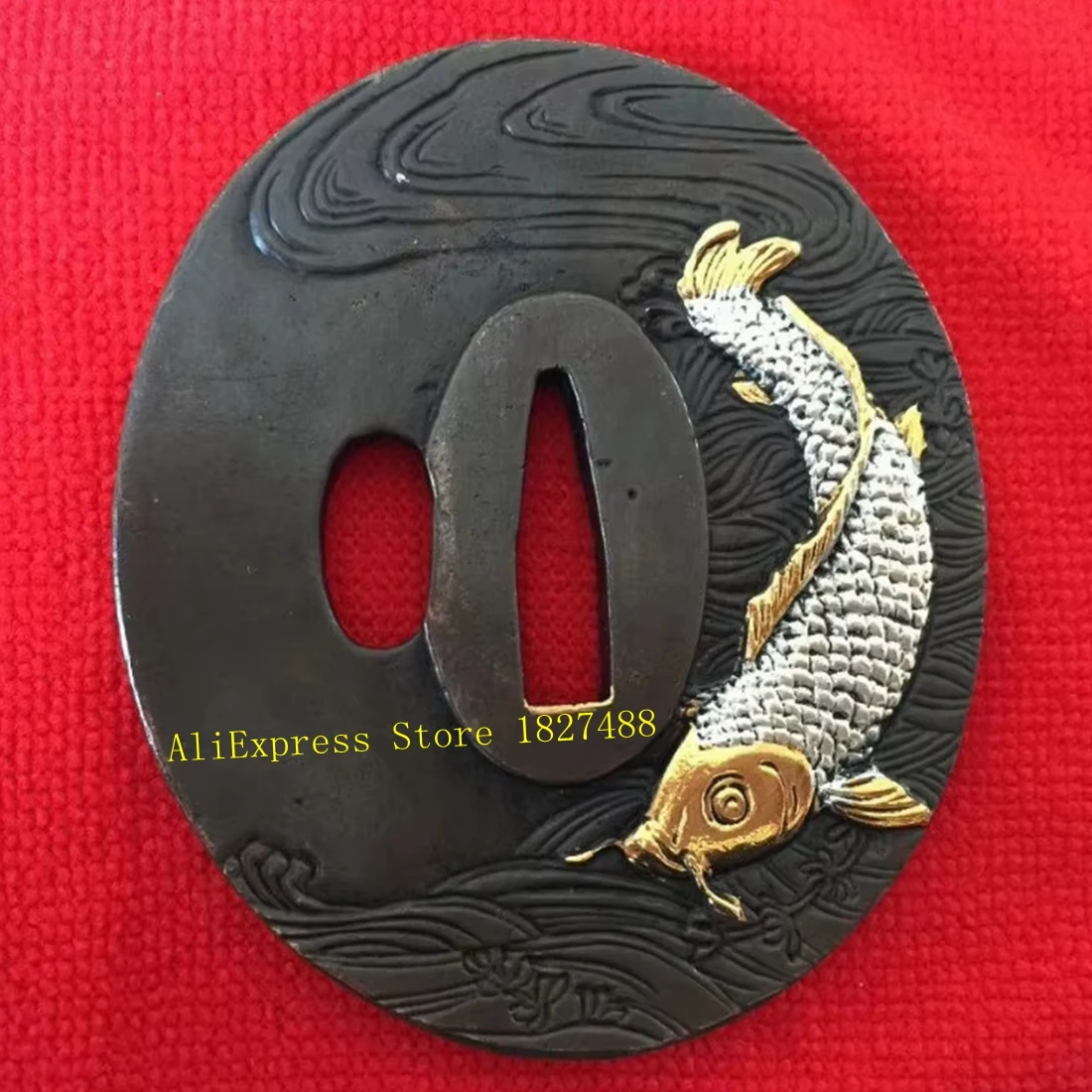 

Beautiful Fish Pattern Tsuba Handmade Three Colour Copper Guard Katana Parts Japanese Sword DIY Replacement Accessory