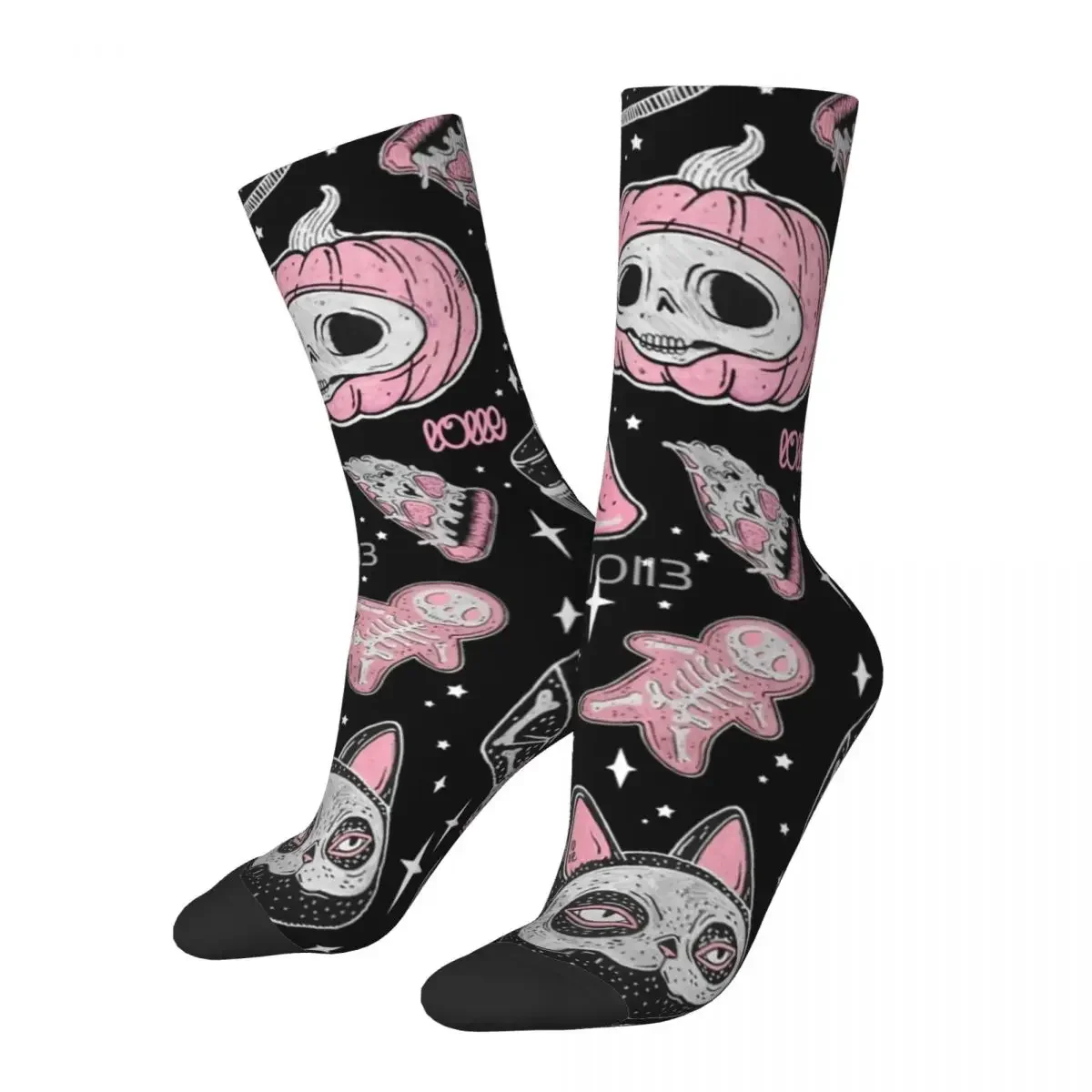 Happy Funny Men's Compression Socks SPOOKS Or CREEPS Vintage Harajuku Artwork Hip Hop Novelty Pattern Crew Crazy Sock