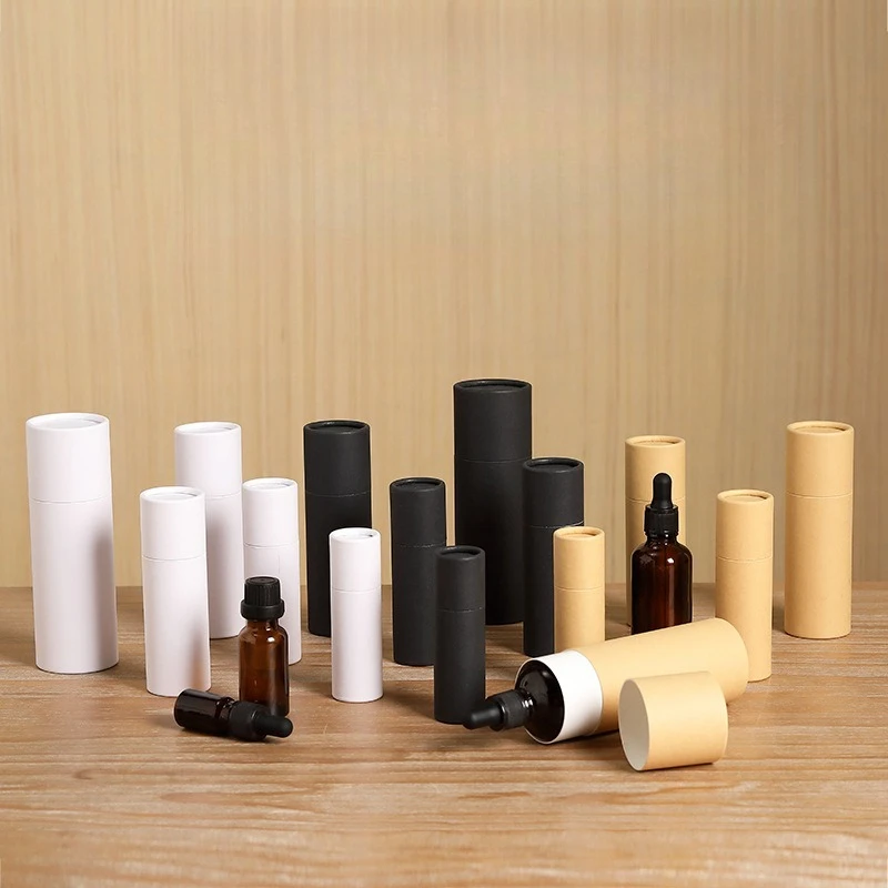 10/30/50pcs Essential Oil Bottle Paper Tube Packaging Box Universal Kraft Paper Cylinder Gift Box Tea Paper Can Wholesale