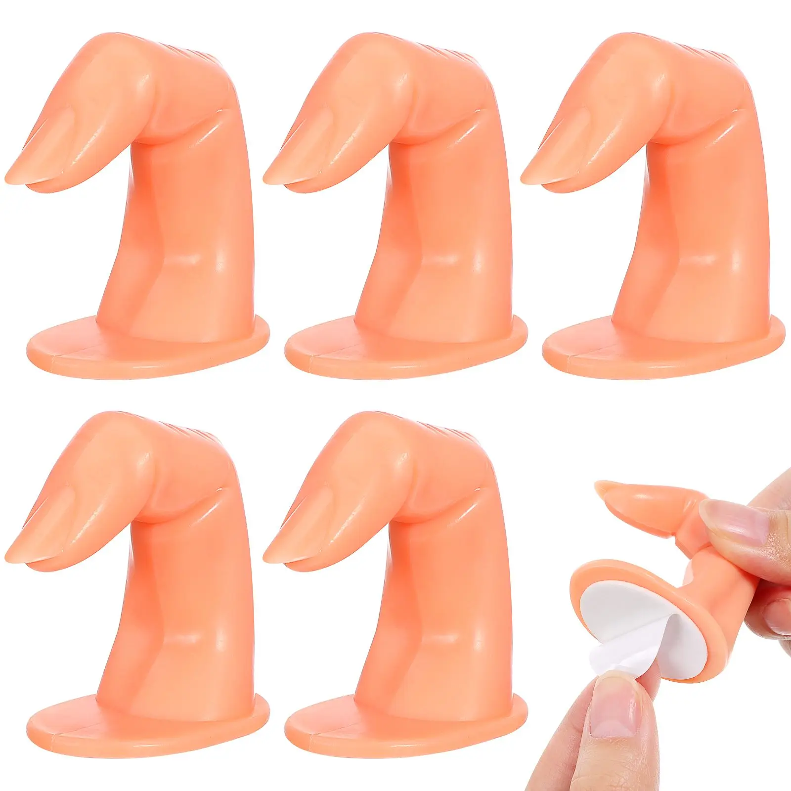 

5pcs False Fingers for Nail Practice Reusable Manicure Training Tool Portable Acrylic Nails Beginner Salon Artists