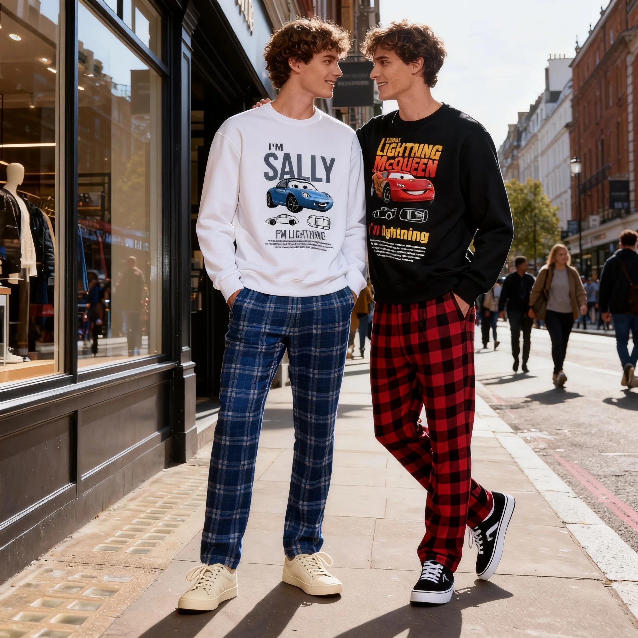 

Cars Lightning McQueen & Sally Autumn/Winter Crewneck Sweatshirt with Pajama Pants Loose-Fit Set Adult/Children Couples Outfit