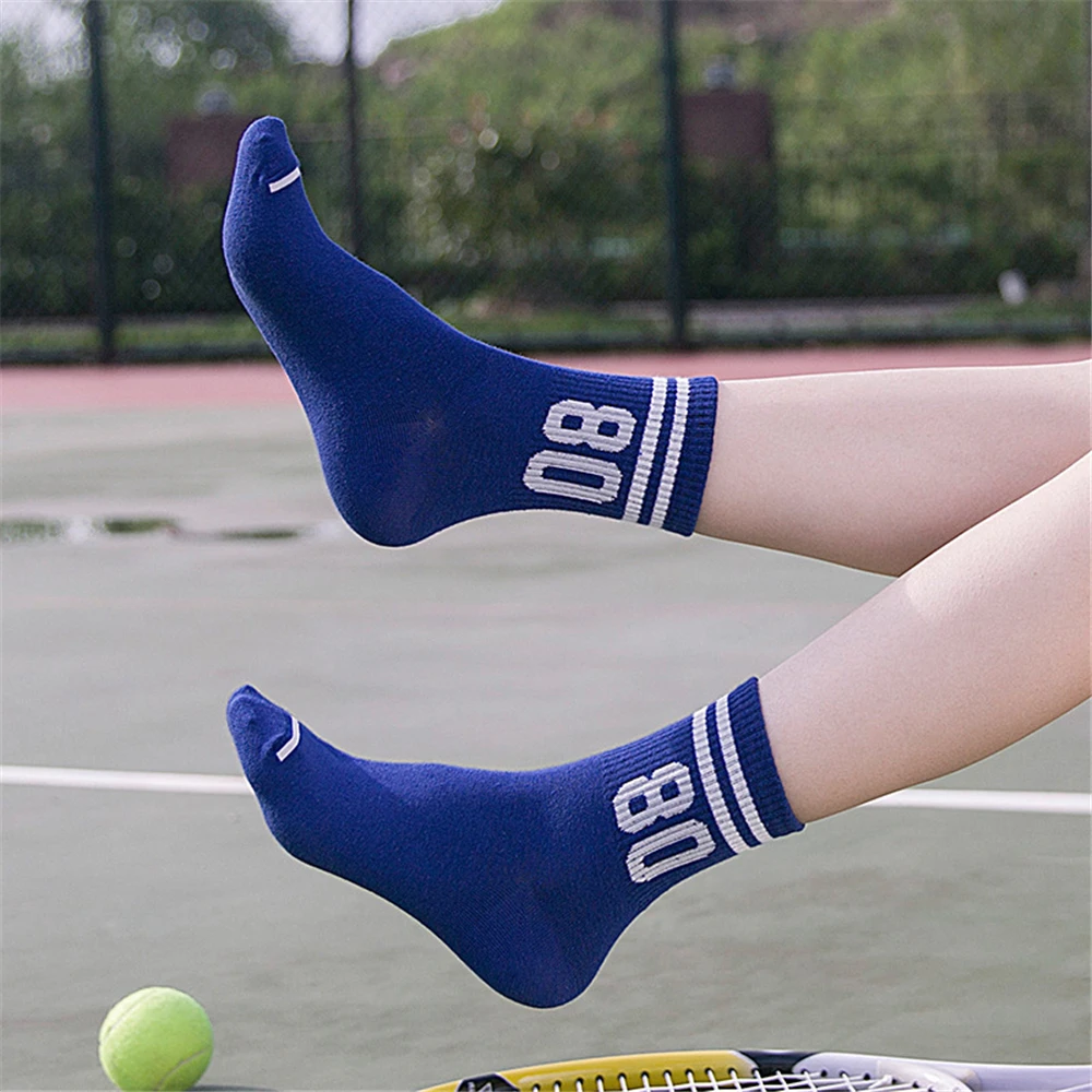 New Women Number Double Striped Patterned Cotton Socks Unisex Harajuku Cool Skateboard Art Hipster Sokken