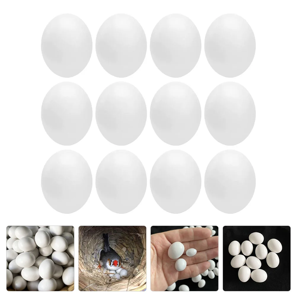 

12pcs Graffiti Fake Eggs Multi-Function Egg Props Delicate Plastic Eggs Bird Supply Wear-Resistant Solid Egg Props For Easter