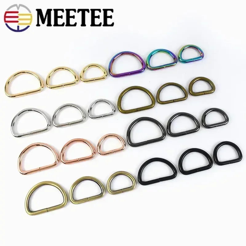 50Pcs 13-50mm Metal D Ring Buckles for Bag Strap Webbing Belt Buckle Handles Clasp Loops DIY Handbag Leather  Accessories