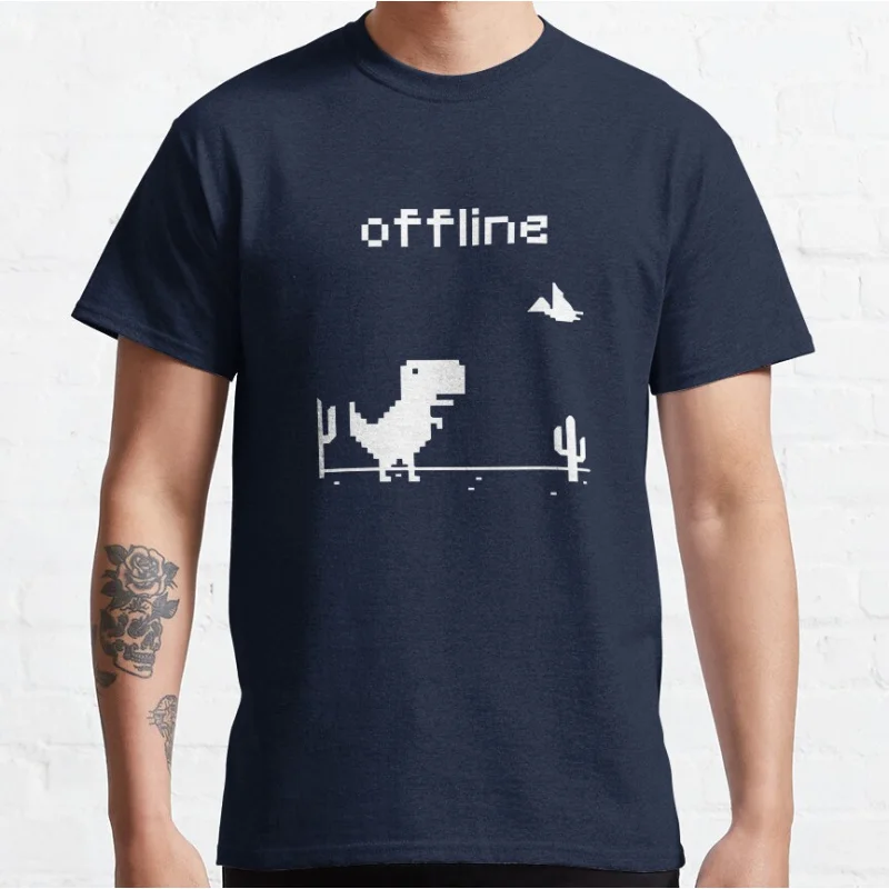 Design Tyrannosaurus Rex Internet Game Humor offline t rex pixel video game dinosaur T-shirt for men large size Adult Tops S-6xl