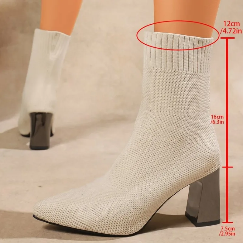

New Trend Fashion Comfortable Pointed Toe Boots Women Autumn Winter Zapatos De Mujer Ankle Boots High Heels Big Size 41 42 Shoes