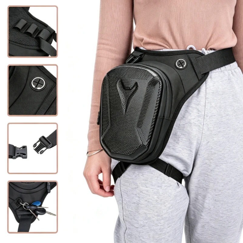 Men Motorcycle Bag Leg Bag Waterproof Wear Tactical Waist Pack Adjustable Strap Utility  for Motorcycling Cycling Daily Outdoor