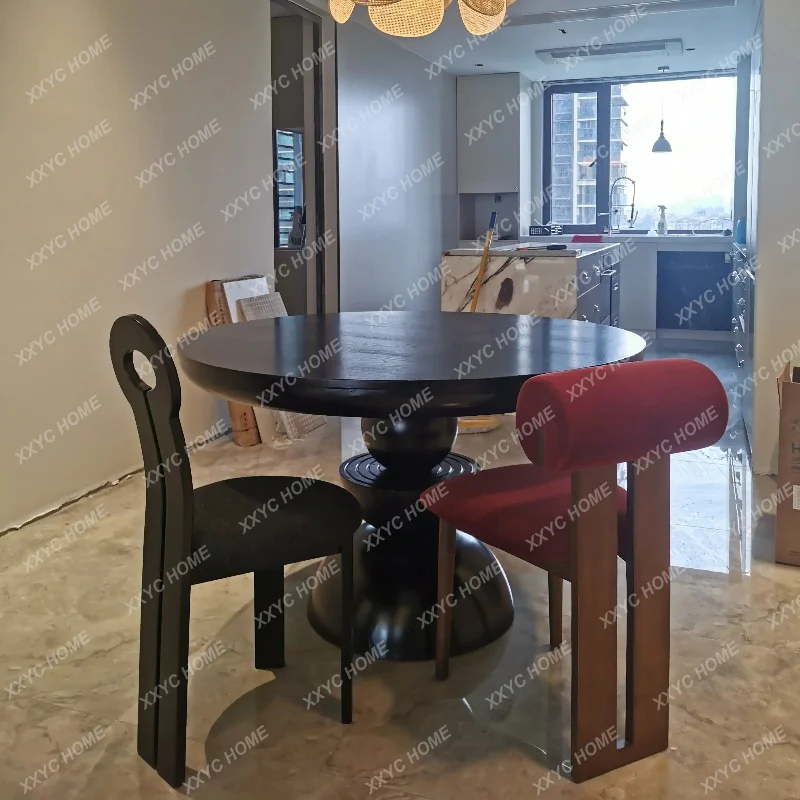country log retro round table  solid wood simple dining table