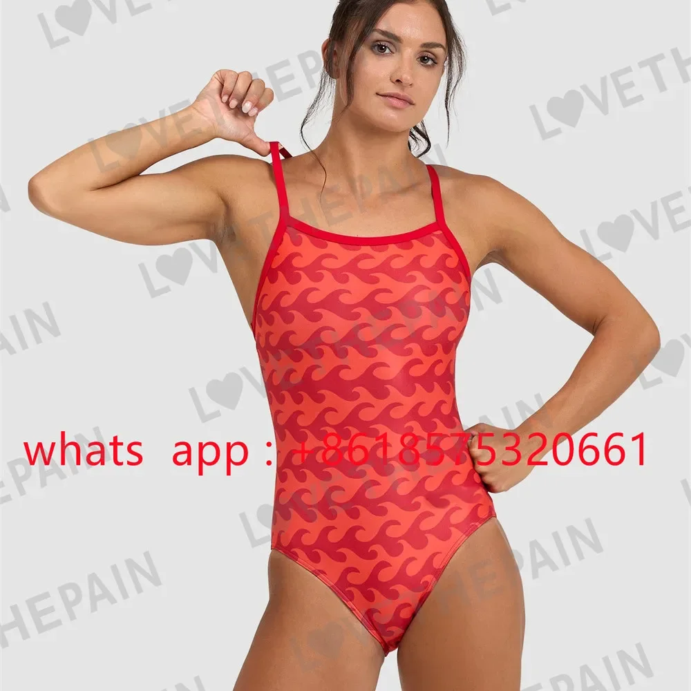 Women's Ride The Wave Light Drop Back One Piece Swimsuit Competition Training Swimwear Summer Fashion Fitness Tight swimsuit new