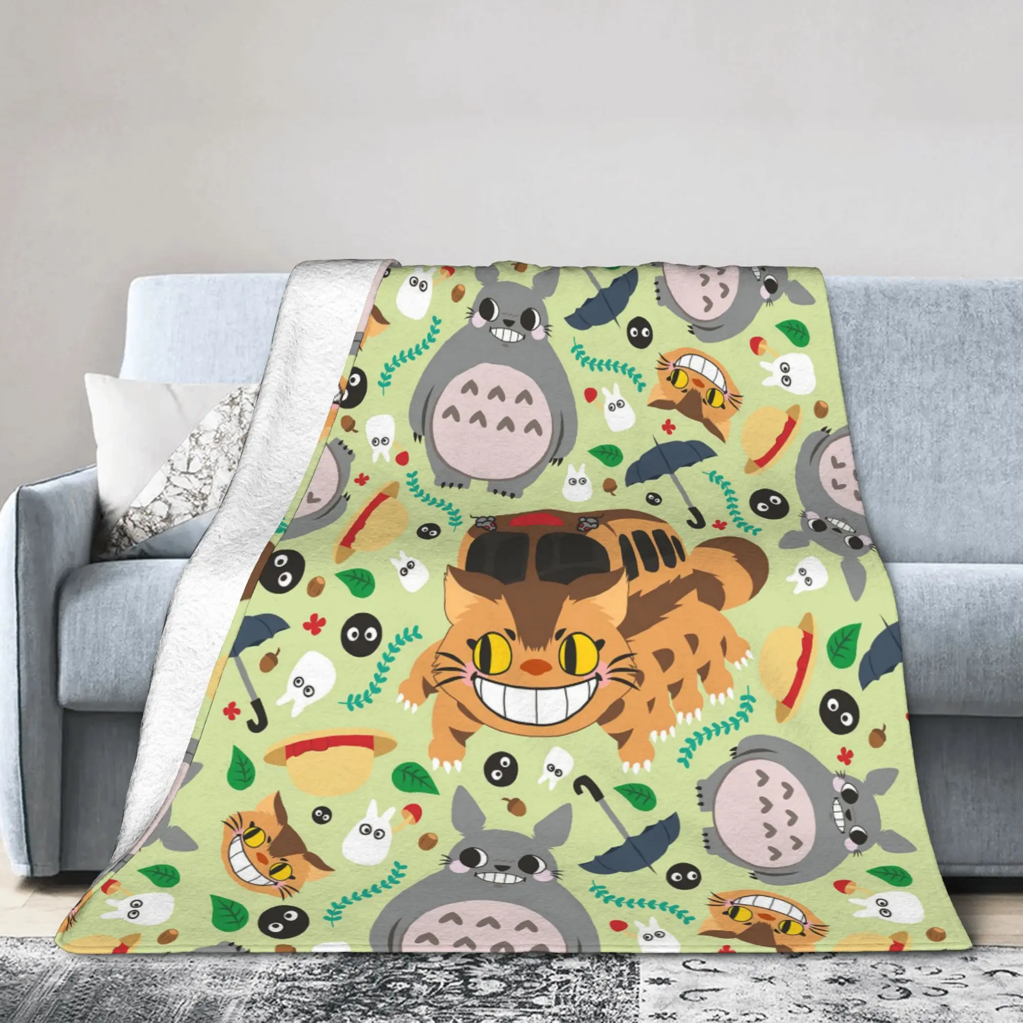 

Одеяло в стиле аниме T-Totoros, флисовое одеяло на весну/осень, Хаяо Миядзаки, дышащие мягкие пледы для дивана, уличные покрывала