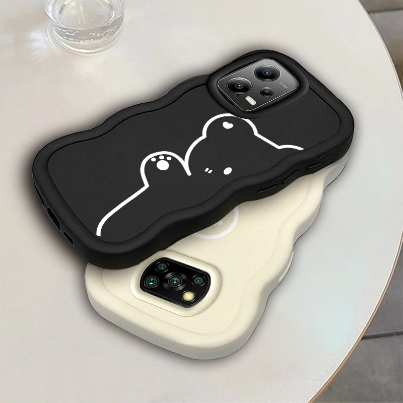 Divertente Gatto Onda di Modo Cassa Del Telefono Per Xiaomi 14T POCO C50 C51 C55 C65 X3 X5 X6 X7 M6 Pro Morbida Protettiva Macaron copertura