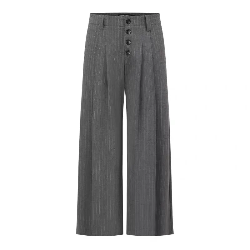 WVGA ربيع الخريف جديد الرجال المد النمط الأمريكي ألف خط مطوي مخطط المتخصصة شيك عادية مستقيم دعوى السراويل واسعة الساق Ins W17290