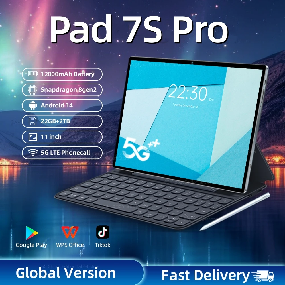 �y�Z�[�����zPad 7S PRO �O���[�o���� 11�C���` HD Android 14 �^�u���b�g 22GB 2TB 12000mAh 5G �f���A��WiFi �ʘb�@�\ GPS Google Play �|�[�^�u���^�u���b�gPC