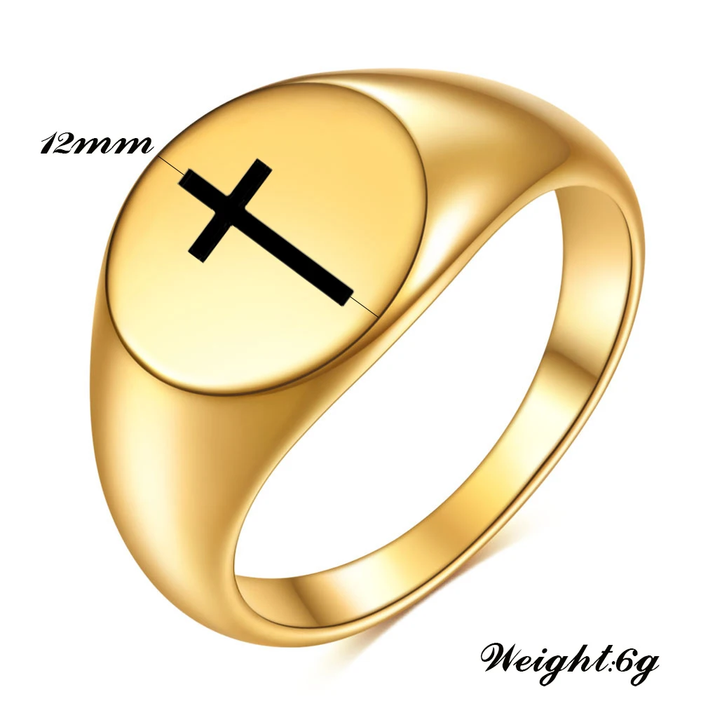 Cross Design Dome Ring - Stainless Steel Statement Ring for Men & Women (Multiple Colors)