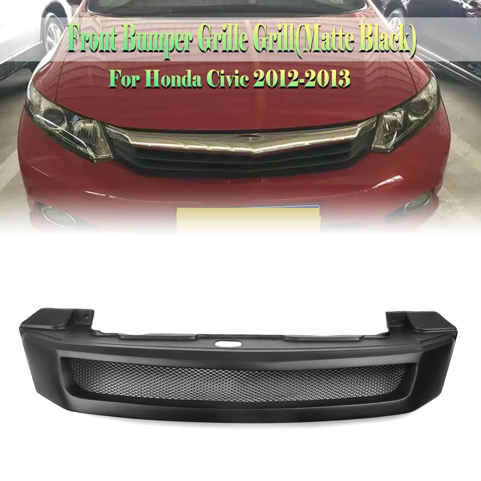 

Pop Front Grille Racing Grill For Honda Civic 2012-2013 Sedan 4 Door Real Carbon Fiber/Fiberglass Upper Bumper Hood Mesh Body Ki