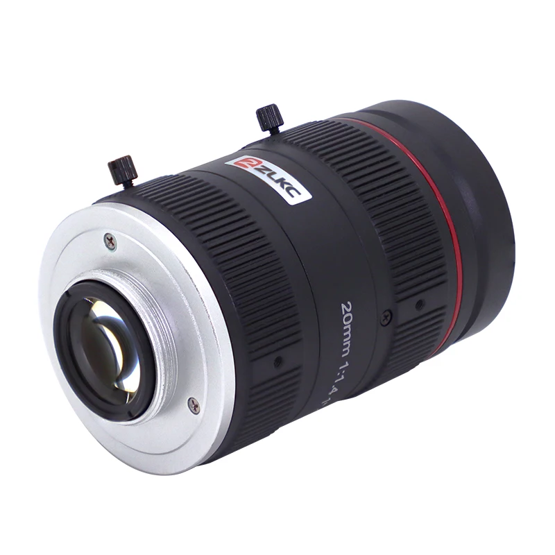 ZLKC 20mm Fixed Focal Length CCTV ITS Lens 1 Inch C-Mount 8MP Aperture F1.4 Manual Iris Lens for Surveillance Camera