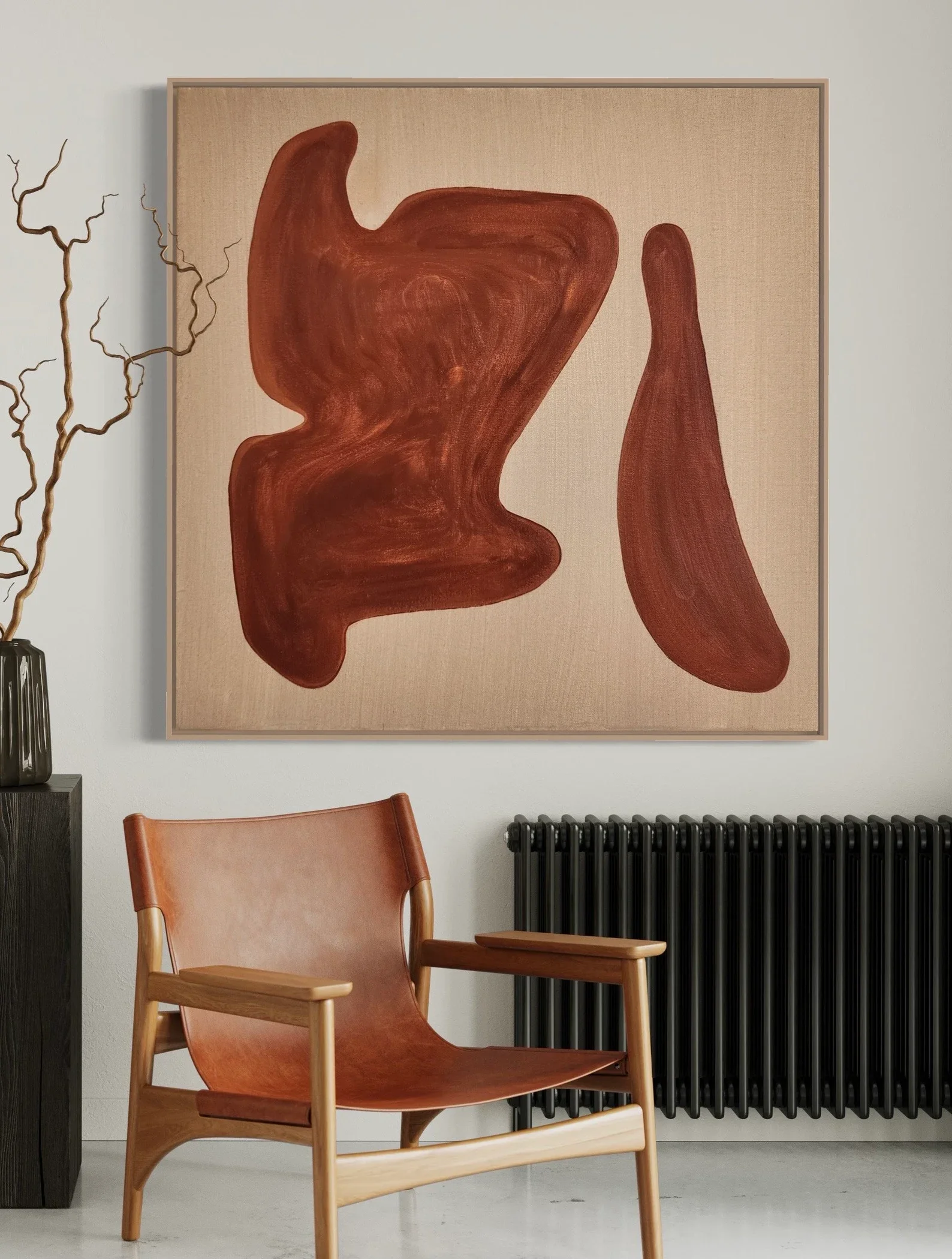 

Hand-painted Abstract Painting On Canvas Minimalist Art Texture Brown Artwork Mid Century Modern Wall Art Living Room Decor