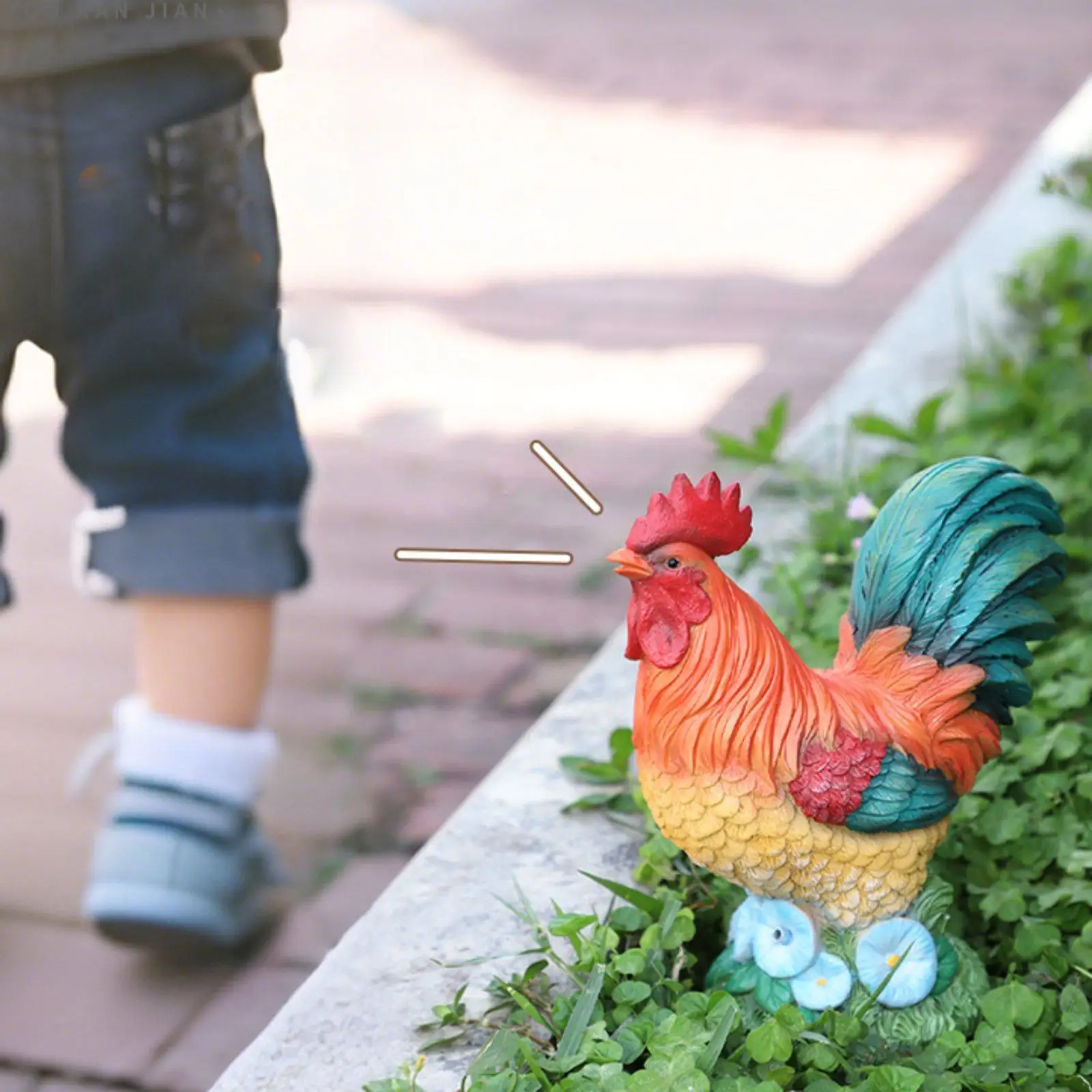 Crowing Rooster Figurine Resin Decorative Lawn Ornament Yard Art Decor Chicken Sculpture for Home Landscape Outdoor Decoration