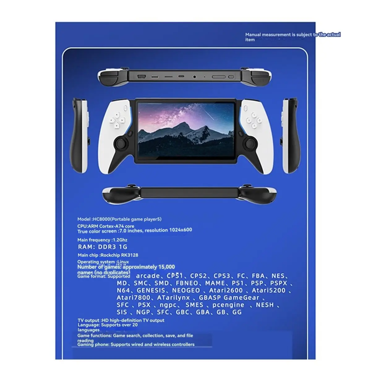 Y828A~!#7Inch Dual Joystick Handheld Game Console Pro with Handle Supports 30+ Emulators Gift for Gaming Enthusiasts B view 4