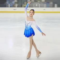 Liuhuo Figure Skating Costume Costume Professional Adult Girl Blue Gradient Color Short Skirt Bd267