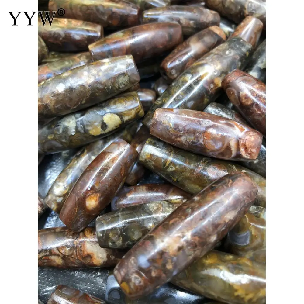 Natural Tibetan Agate Onyx Dzi Beads Women Fashion Drum Polished Diy 40x15mm Sold By Pc Jewelry Making DIY Necklace Bracelet