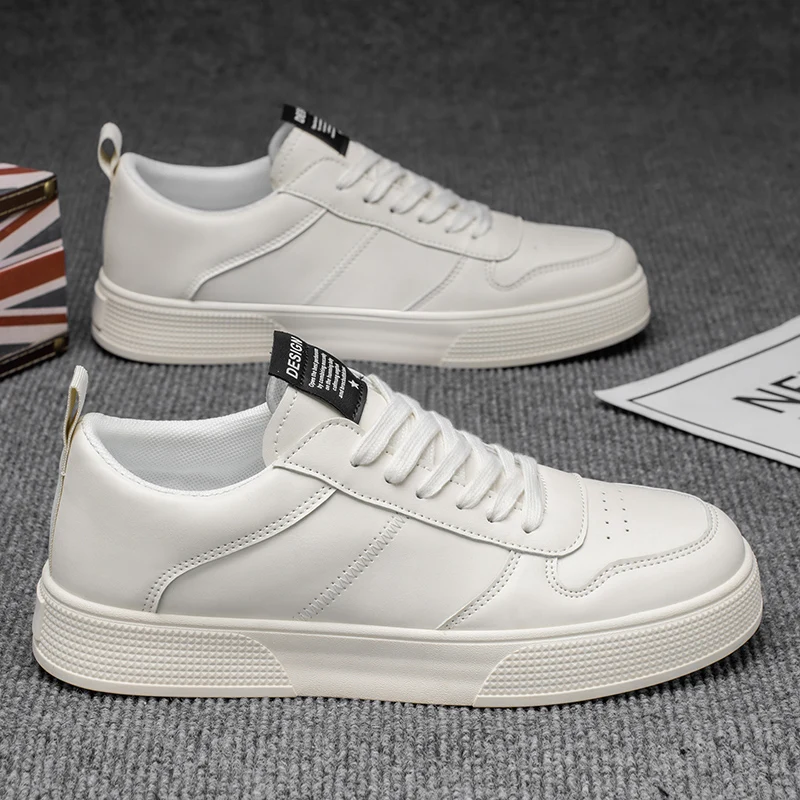 

Men's Spring and Autumn Breathable White Sneakers, Sports and Casual Sneakers, White Male Students' New Soft-Soled Flat Shoes