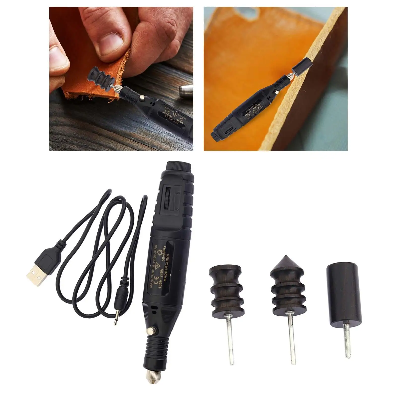 Leather Burnishing Machine Electric Leather Polisher Tools DIY Crafts USB Leather Polishing for Household Men Women