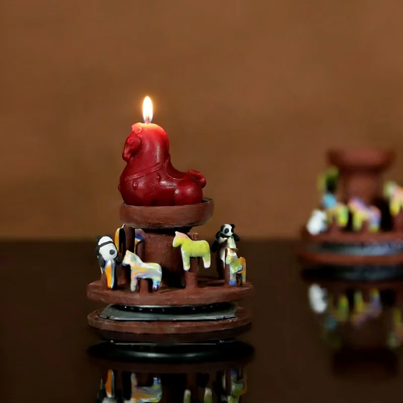 

Handmade Rotating Candlestick Panda Incense Holder Home Decor Accessories Ceramic Material Chinese Style Tea Accessories