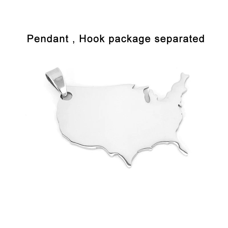 50pcs DIY jewelry mirror polished USA American map Pendant stainless steel Customize wholesale price