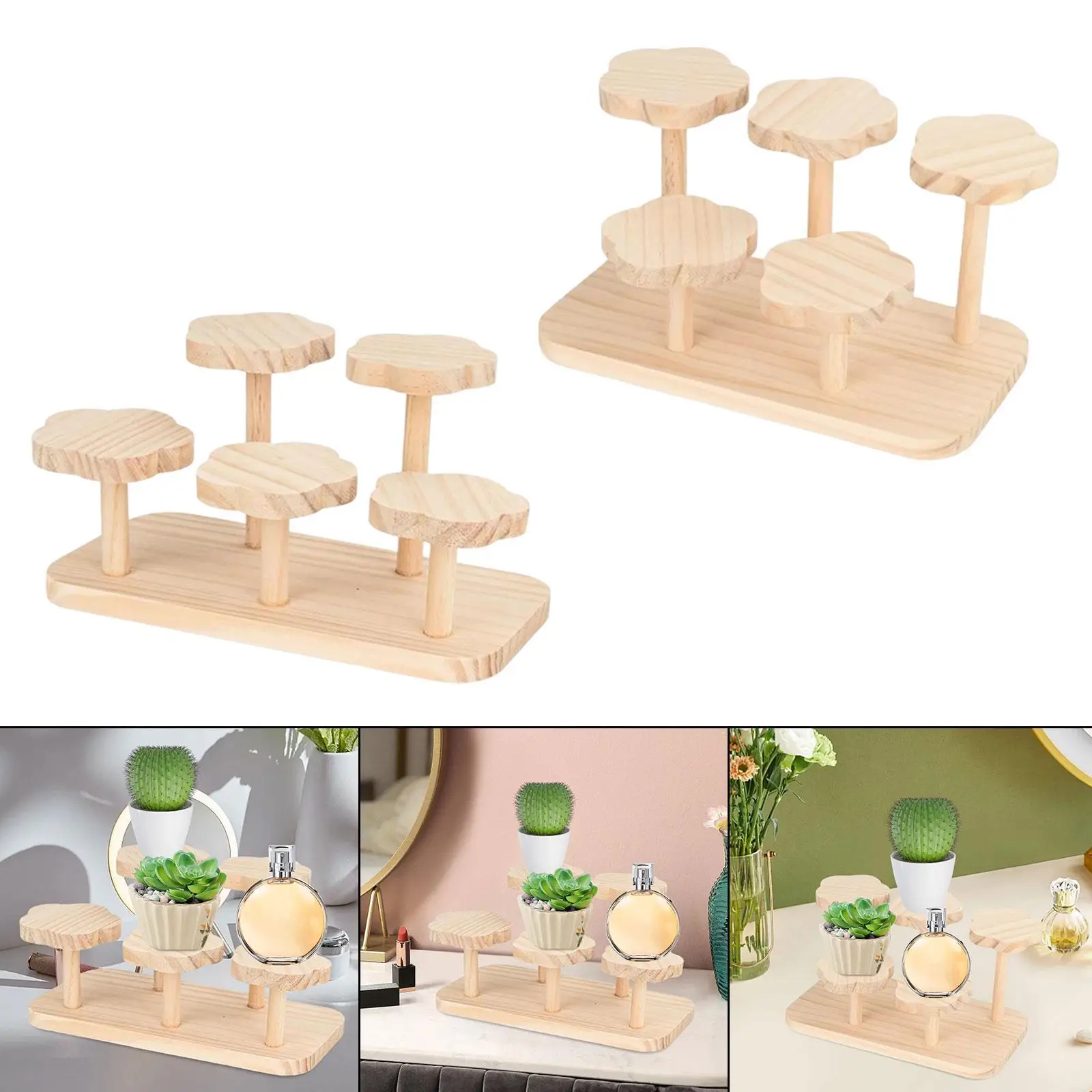 Suporte de exibição de madeira Prateleira Rack Suporte para cupcake multiuso 11x5,5x6 polegadas para bancada