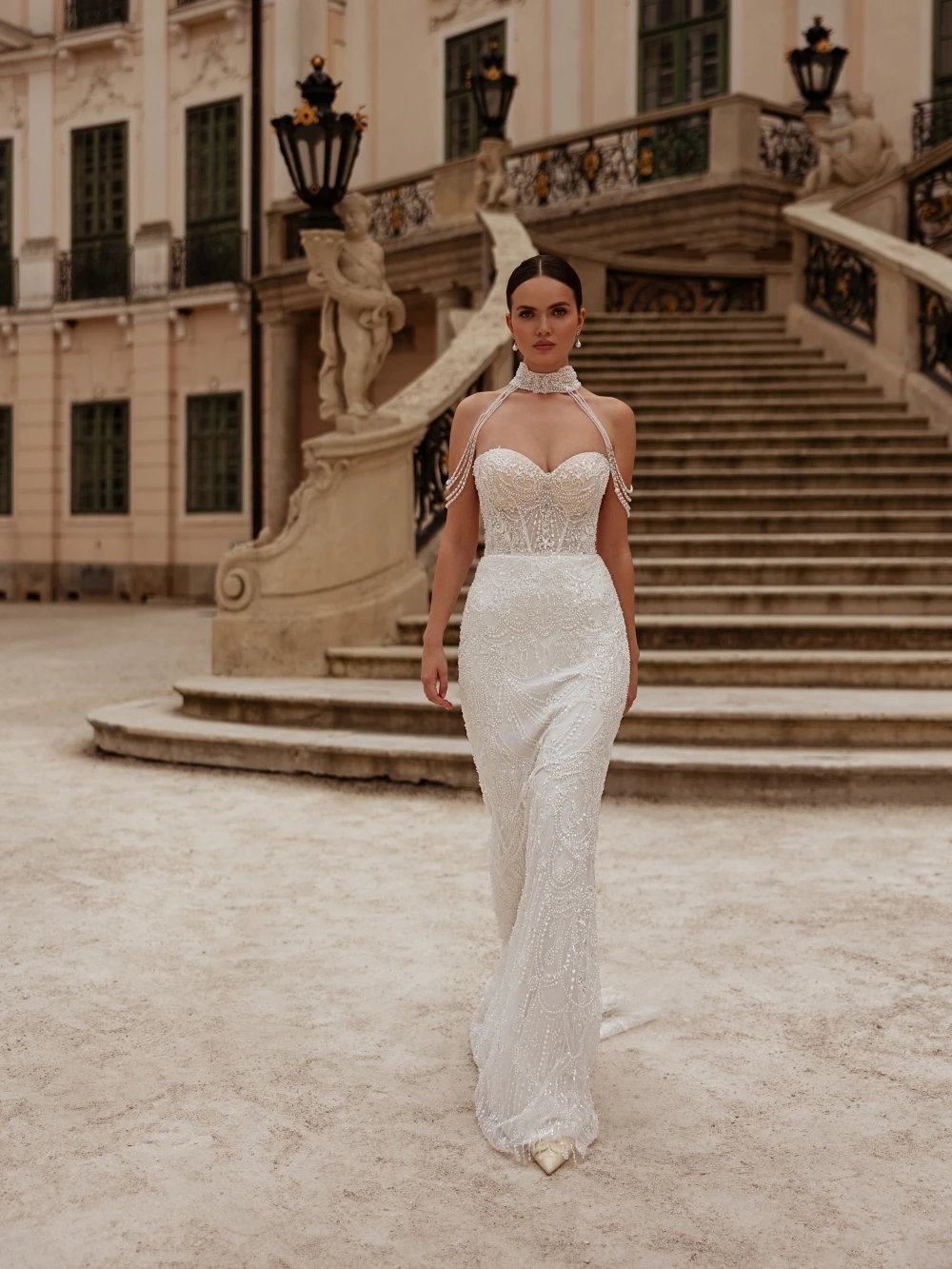 

Роскошное длинное свадебное платье русалки со съемным шлейфом и бисером, романтическое свадебное платье с вырезом в форме сердца, платья по индивидуальному заказу для невесты