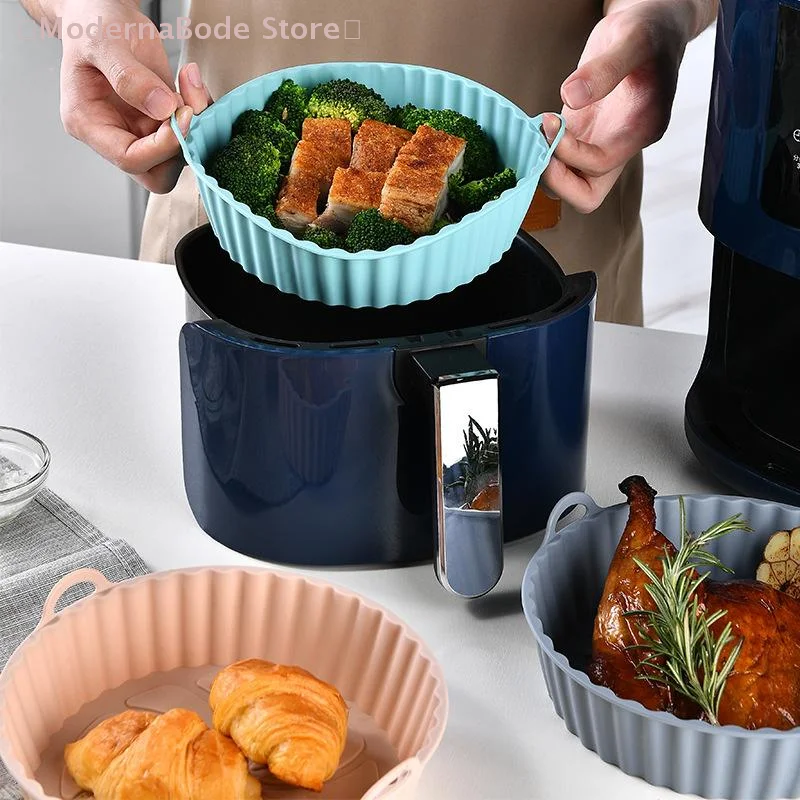 【M】Air Fryer Silicone Tray Baking Mat Fried Basket Liner Pot Holder Grill Pan Replacement Bakeware Pizza Pan For Healthy Cooking view 3