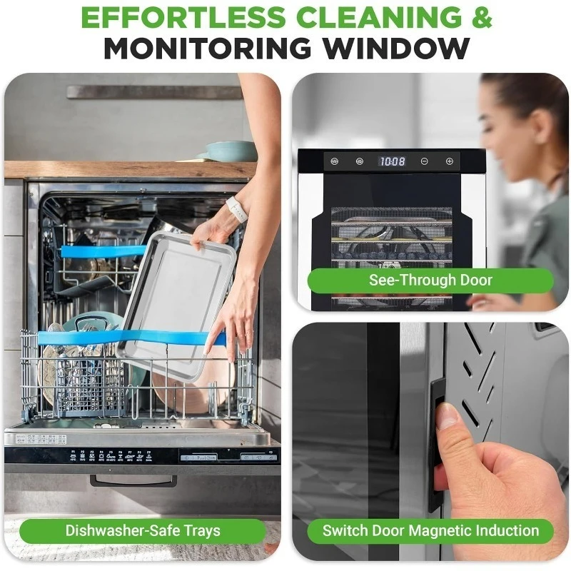 مجفف طعام كهربائي على سطح الطاولة -900 وات قسط متعدد الطبقات لحم البقر متشنج صانع الفواكه/الخضروات مع 10 أشرطة