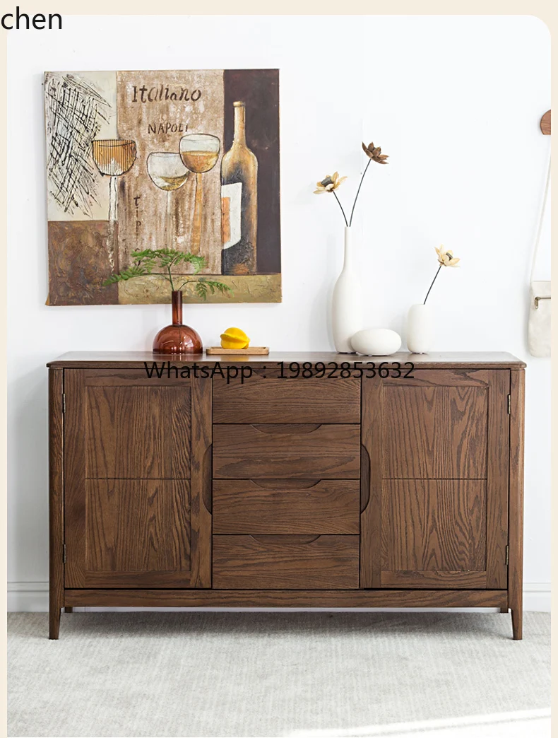 AB  Side Cabinet Pure Solid Wood Simple Side Cabinet Red Oak Furniture