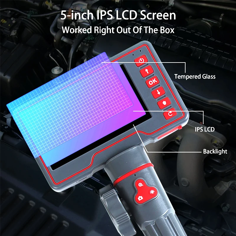 Imagem -02 - Direção Boroscópio de Articulação Tela Ips Microsd para Inspeção de Ventilação Lente de Vias 180 Graus 5in 3.9 mm 8.5 mm 32gb