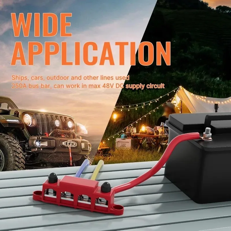 For Automotive Car Boat Solar Wiring - Negative&Positive  New Power Distribution Block Bus Bar with Studs Marine Terminal Block